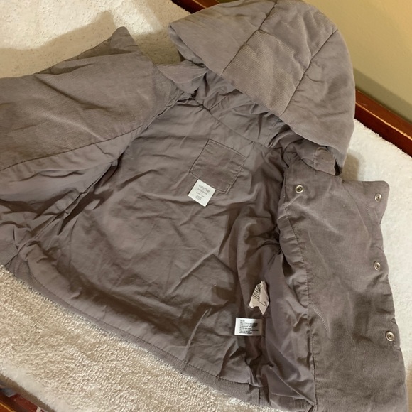 GAP Corduroy Puffer Grey Winter Baby Girl Peacoat - Picture 2 of 6